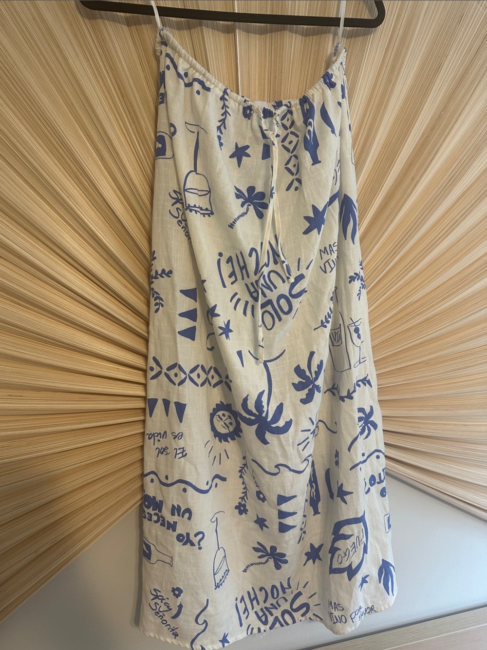 Paper Heart Cream Maxi skirt with Blue Floral Print